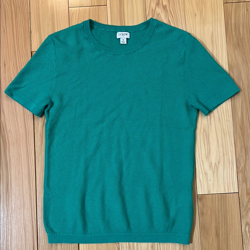 J. Crew Womens short sleeve Green knit top/blouse